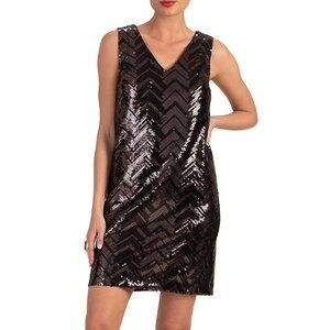 Trina Turk Glitterati Zigzag Holiday Sequin Dress Black Size 0
